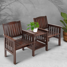 Load image into Gallery viewer, Gardeon Garden Bench Chair Table Loveseat Wooden Outdoor Furniture Patio Park Charcoal Brown
