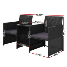 Load image into Gallery viewer, Gardeon Outdoor Setting Wicker Loveseat Birstro Set Patio Garden Furniture Black
