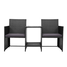 Load image into Gallery viewer, Gardeon Outdoor Setting Wicker Loveseat Birstro Set Patio Garden Furniture Black
