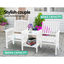Load image into Gallery viewer, Gardeon Garden Bench Chair Table Loveseat Wooden Outdoor Furniture Patio Park White
