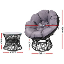 Load image into Gallery viewer, Gardeon Outdoor Lounge Setting Papasan Chairs Table Patio Furniture Wicker Black
