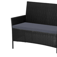 Load image into Gallery viewer, Gardeon 4-piece Outdoor Lounge Setting Wicker Patio Furniture Dining Set Black

