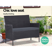 Load image into Gallery viewer, Gardeon 4-piece Outdoor Lounge Setting Wicker Patio Furniture Dining Set Grey
