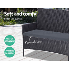 Load image into Gallery viewer, Gardeon 4-piece Outdoor Lounge Setting Wicker Patio Furniture Dining Set Grey

