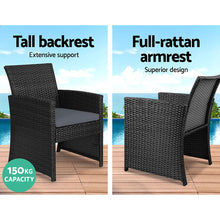 Load image into Gallery viewer, Gardeon Set of 4 Outdoor Lounge Setting Rattan Patio Wicker Dining Set Black
