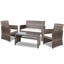 Load image into Gallery viewer, Gardeon Set of 4 Outdoor Lounge Setting Rattan Patio Wicker Dining Set Mixed Grey
