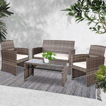 Load image into Gallery viewer, Gardeon Set of 4 Outdoor Lounge Setting Rattan Patio Wicker Dining Set Mixed Grey
