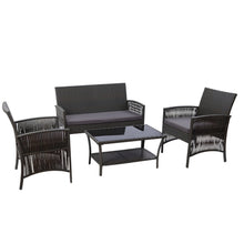 Load image into Gallery viewer, Gardeon 4 PCS Outdoor Furniture Lounge Setting Wicker Dining Set Grey
