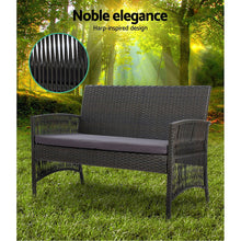 Load image into Gallery viewer, Gardeon 4 PCS Outdoor Furniture Lounge Setting Wicker Dining Set Grey
