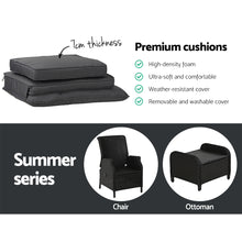 Load image into Gallery viewer, Gardeon Set of 2 Recliner Chairs Sun lounge Outdoor Setting Patio Furniture Wicker Sofa
