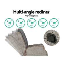Load image into Gallery viewer, Gardeon Set of 2 Recliner Chairs Sun lounge Outdoor Patio Furniture Wicker Sofa Lounger
