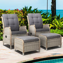 Load image into Gallery viewer, Gardeon Set of 2 Recliner Chairs Sun lounge Outdoor Patio Furniture Wicker Sofa Lounger

