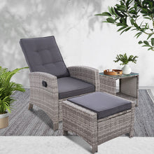 Load image into Gallery viewer, 3PC Outdoor Wicker Recliner Chair Table lounge Set - Grey
