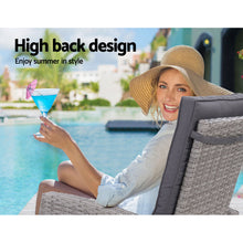 Load image into Gallery viewer, 3PC Outdoor Wicker Recliner Chair Table lounge Set - Grey

