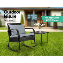 Load image into Gallery viewer, Gardeon Wicker Rocking Chairs Table Set Outdoor Setting Recliner Patio Furniture
