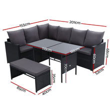 Load image into Gallery viewer, Gardeon Outdoor Furniture Dining Setting Sofa Set Wicker 8 Seater Storage Cover Black

