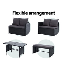 Load image into Gallery viewer, Gardeon Outdoor Furniture Dining Setting Sofa Set Wicker 8 Seater Storage Cover Black
