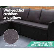 Load image into Gallery viewer, 7PC Outdoor Wicker Table Chairs Lounge Set - Black

