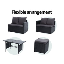 Load image into Gallery viewer, Gardeon Outdoor Furniture Dining Setting Sofa Set Wicker 9 Seater Storage Cover Black
