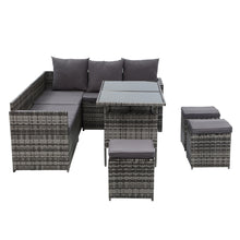 Load image into Gallery viewer, 7PC Outdoor Wicker Table Chairs Lounge Set - Mixed Grey
