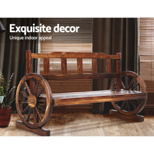 Load image into Gallery viewer, Sturdy Wooden 3 Seat Wagon Chair Garden Bench - Brown
