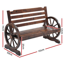 Load image into Gallery viewer, Gardeon Wooden Wagon Wheel Bench - Brown
