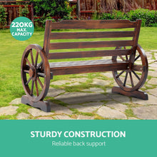 Load image into Gallery viewer, Gardeon Wooden Wagon Wheel Bench - Brown
