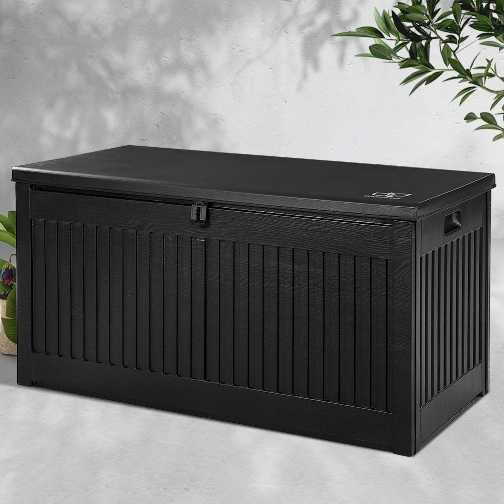 270L Outdoor Storage Box Container Garden Toy Indoor Tool Chest Sheds - Black