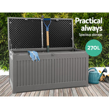 Load image into Gallery viewer, 270L Outdoor Storage Box Container Garden Toy Indoor Tool Chest Sheds - Dark Grey
