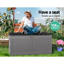Load image into Gallery viewer, 270L Outdoor Storage Box Container Garden Toy Indoor Tool Chest Sheds - Dark Grey
