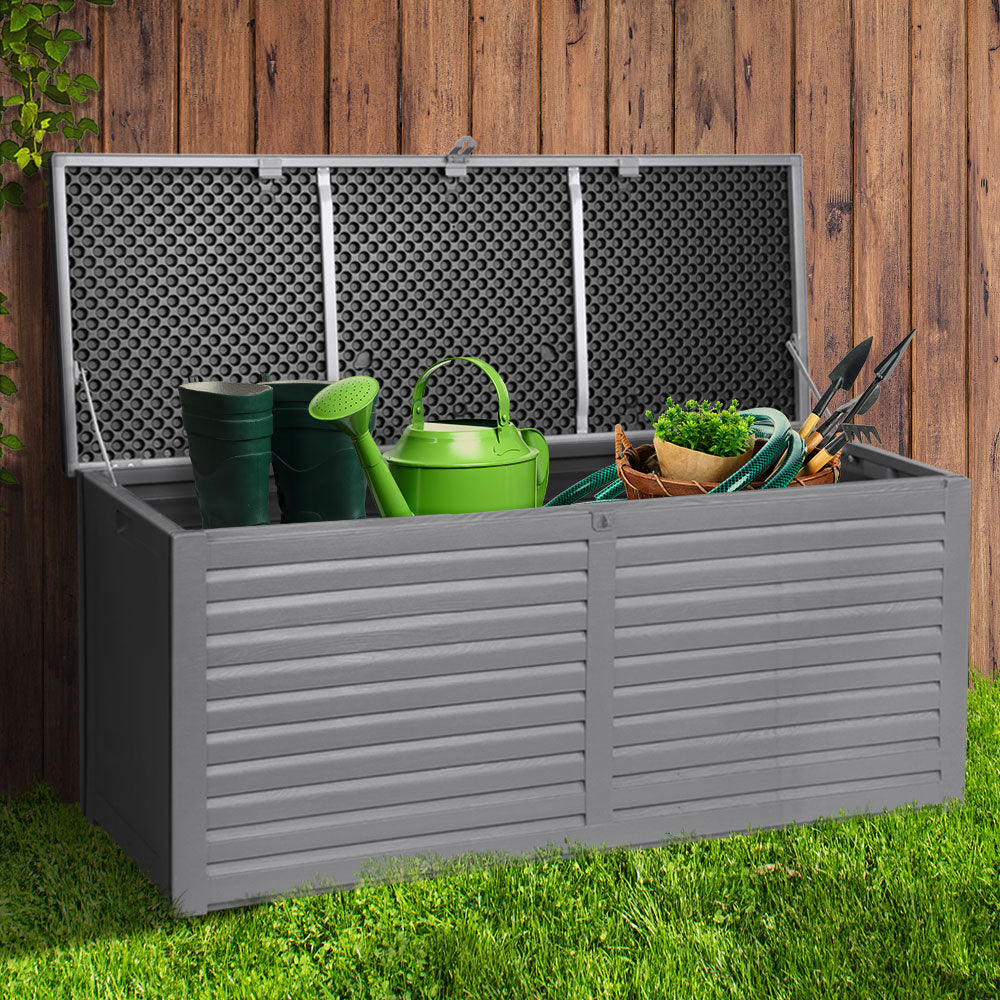 490L Container Lockable Toy Tools Shed Deck Outdoor Storage Box