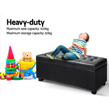 Load image into Gallery viewer, Storage Ottoman - Black PU Leather

