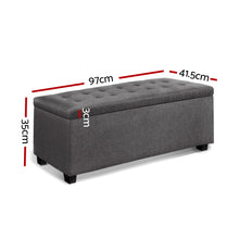Load image into Gallery viewer, Large Fabric Storage Ottoman - Grey
