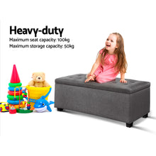 Load image into Gallery viewer, Large Fabric Storage Ottoman - Grey
