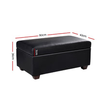 Load image into Gallery viewer, Storage Ottoman - Black Faux PU Leather
