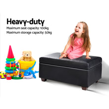 Load image into Gallery viewer, Storage Ottoman - Black Faux PU Leather
