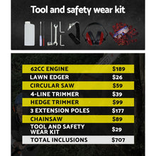 Load image into Gallery viewer, Giantz 62CC Petrol Pole Chainsaw Saw Brush Cutter Whipper Snipper Hedge Trimmer
