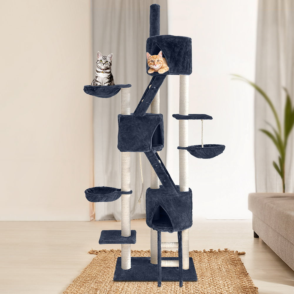 244cm Trees Scratching Post - Fir Wood, Dark Grey