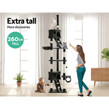 Load image into Gallery viewer, 260cm Trees Scratching Post - Fir Wood, Dark Grey and White
