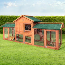 Load image into Gallery viewer, i.Pet Rabbit Hutch Chicken Coop Wooden Cage Pet Hutch 220cm x 52cm x 84cm
