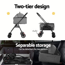 Load image into Gallery viewer, i.Pet Pet Stroller 2-tier Dog Pram Large Cat Carrier Travel Pushchair Foldable
