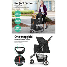 Load image into Gallery viewer, 3 Wheel Pet Stroller - Black

