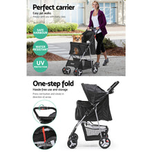Load image into Gallery viewer, i.Pet 4 Wheel Pet Stroller - Black
