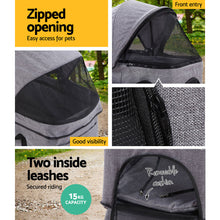 Load image into Gallery viewer, i.Pet Pet Stroller Dog Carrier Foldable Pram 3 IN 1 Middle Size Grey
