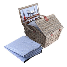 Load image into Gallery viewer, Alfresco 4 Person Picnic Basket Deluxe Baskets Outdoor Insulated Blanket

