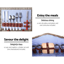 Load image into Gallery viewer, Alfresco 4 Person Picnic Basket Deluxe Baskets Outdoor Insulated Blanket
