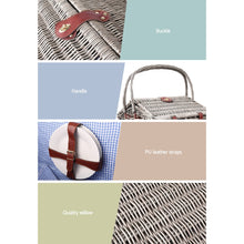Load image into Gallery viewer, Alfresco 4 Person Picnic Basket Deluxe Baskets Outdoor Insulated Blanket
