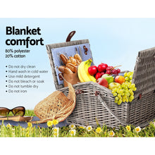 Load image into Gallery viewer, Alfresco 4 Person Picnic Basket Deluxe Baskets Outdoor Insulated Blanket
