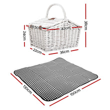 Load image into Gallery viewer, Alfresco 2 Person Picnic Basket Vintage Baskets Outdoor Insulated Blanket
