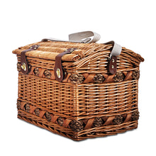 Load image into Gallery viewer, Alfresco 4 Person Picnic Basket Baskets Wicker Deluxe Outdoor Insulated Blanket
